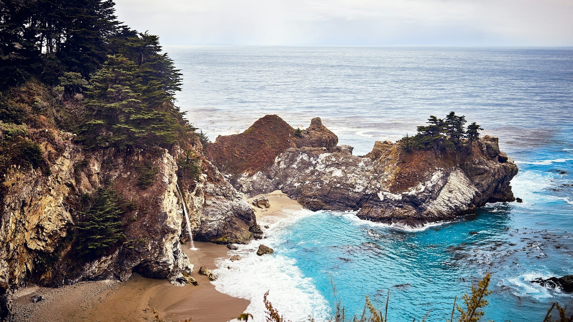 Fresh coastal air over the California shoreline at Big Sur