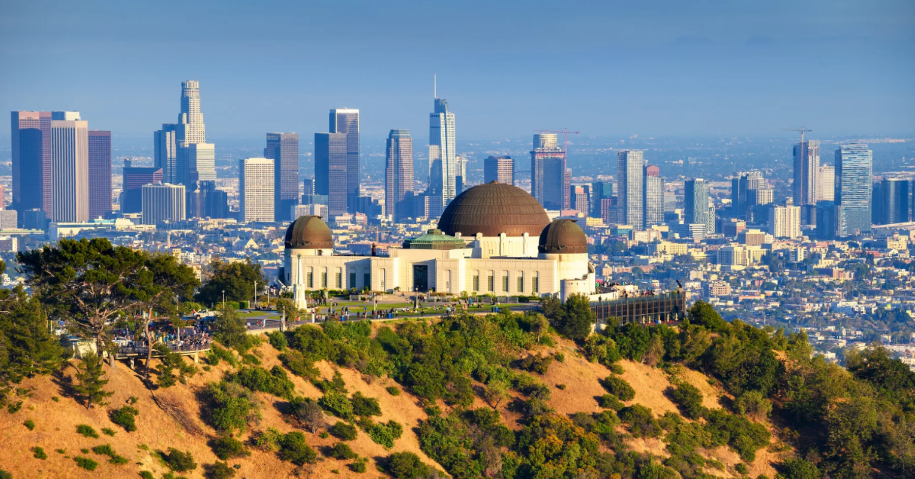 Los Angeles skyline beyond Griffith Observatory